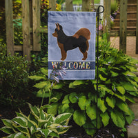 Black and Tan Pomchi Welcome Flag Garden Size CK3765GF