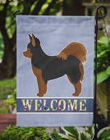 Black and Tan Pomchi Welcome Flag Garden Size CK3765GF