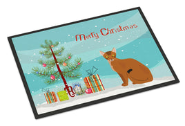 Abyssinian Cat Merry Christmas Indoor or Outdoor Mat 24x36 CK4739JMAT