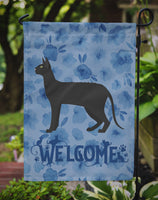 Black Cornish Rex Cat Welcome Flag Garden Size CK4863GF