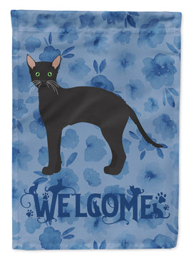 Black German Rex Cat Welcome Flag Garden Size CK4892GF