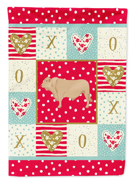 Charolais Cow Love Flag Canvas House Size CK5253CHF