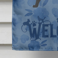 Black Labrador Retriever Welcome Flag Canvas House Size CK6135CHF