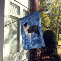 Black Border Collie Welcome Flag Canvas House Size CK6150CHF