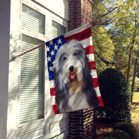 Bearded Collie American Flag Flag Canvas House Size CK6423CHF