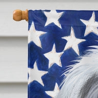 Bearded Collie American Flag Flag Canvas House Size CK6423CHF