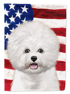 Bichon Frise  American Flag Flag Canvas House Size CK6434CHF