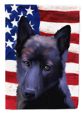 Black Norwegian Elkhound American Flag Flag Canvas House Size CK6437CHF