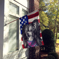 Chinese Crested Dog American Flag Flag Canvas House Size CK6487CHF