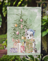 Christmas Cardigan Corgi Blue Merle Flag Garden Size