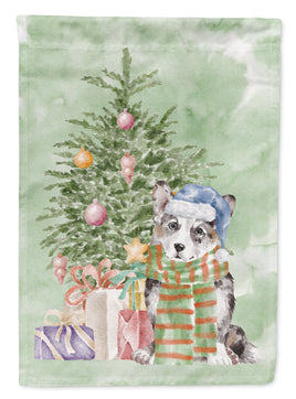 Christmas Cardigan Corgi Blue Merle Flag Garden Size