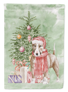 Christmas Bull Terrier Red Flag Garden Size