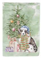 Christmas Australian Shepherd Puppy Flag Garden Size