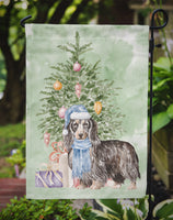 Christmas Dachshund Longhair Black Tan Flag Garden Size