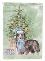 Christmas Dachshund Longhair Black Tan Flag Garden Size