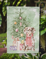 Christmas Dachshund Chocolate Piebald Dapple  Flag Garden Size