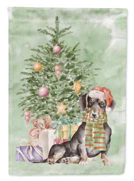 Christmas Dachshund Black Tan Flag Garden Size