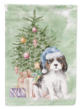 Christmas Cavalier Spaniel Tricolor Puppy Flag Garden Size