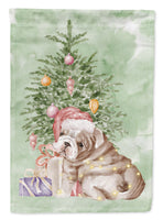 Christmas English Bulldog Puppy Flag Garden Size