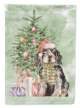 Christmas English Cocker Spaniel Black Tan Flag Garden Size