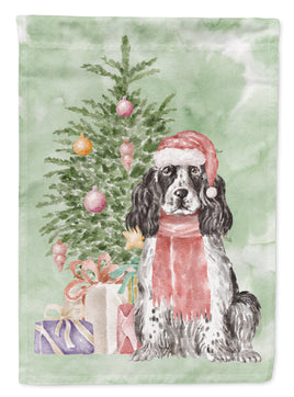 Christmas English Cocker Spaniel Black Parti Flag Garden Size