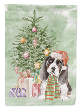 Christmas Basset Hound Puppy Flag Garden Size