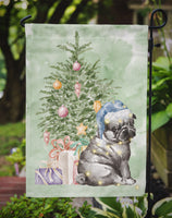 Christmas Black Pug Puppy Flag Garden Size