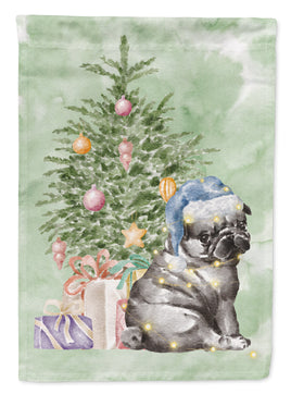 Christmas Black Pug Puppy Flag Garden Size