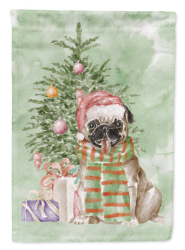 Christmas Fawn Pug Flag Garden Size