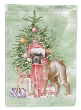 Christmas Boxer Puppy Flag Garden Size