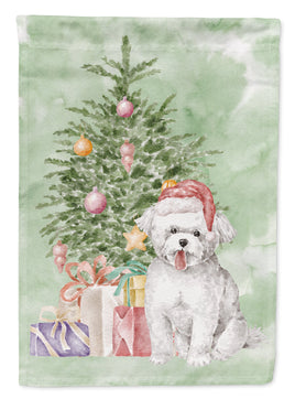 Christmas Bichon Frise Puppy Flag Garden Size