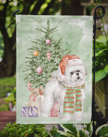 Christmas Bichon Frise Red Hat Flag Garden Size