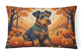 Airedale Terrier Fall Fabric Decorative Pillow