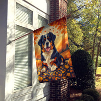 Bernese Mountain Dog Fall House Flag