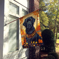 Black Labrador Retriever Fall House Flag