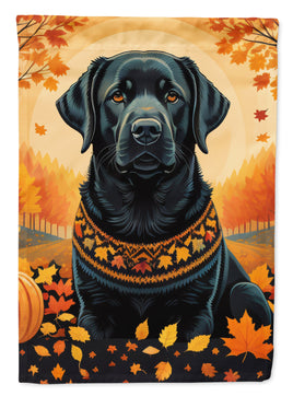 Black Labrador Retriever Fall House Flag