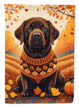 Chocolate Labrador Retriever Fall House Flag