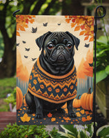 Black Pug Fall Garden Flag