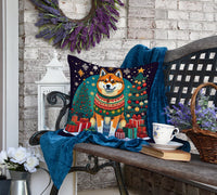 Akita Christmas Fabric Decorative Pillow