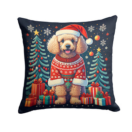 Apricot Toy Poodle Christmas Fabric Decorative Pillow