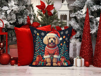 Apricot Toy Poodle Christmas Fabric Decorative Pillow