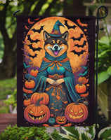 Akita Witchy Halloween Garden Flag