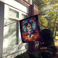 Australian Shepherd Witchy Halloween House Flag