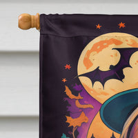 Bearded Collie Witchy Halloween House Flag