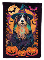 Bearded Collie Witchy Halloween Garden Flag