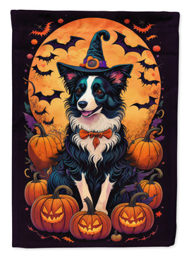 Border Collie Witchy Halloween Garden Flag