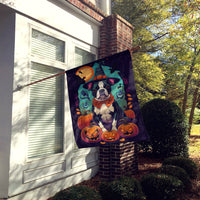 Boston Terrier Witchy Halloween House Flag