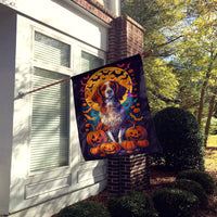 Brittany Spaniel Witchy Halloween House Flag