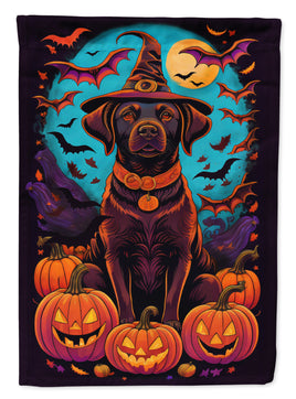 Chocolate Labrador Retriever Witchy Halloween House Flag