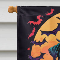 Black Pug Witchy Halloween House Flag